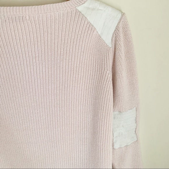 525 America Blush Pink Leather elbow patch sweater - Picture 4 of 7